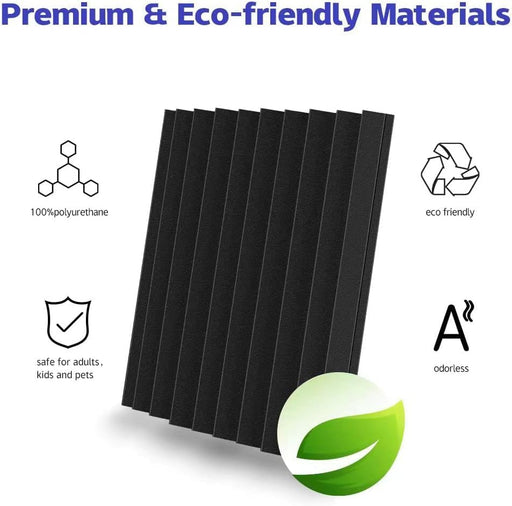 12 Pack| Self Adhesive Studio Acoustic Foam Sound Proofing Panel Strong Absorption (30cm x 30cm x 5cm) - Battery Mate