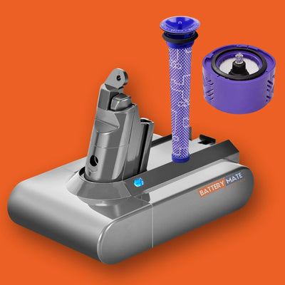 Tavice Battery & Filters Combo Compatible for Dyson V6, DC59 DC58 SV03 SV04 Vacuum Cleaners - Battery Mate