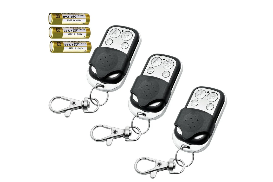 3 Pack 433.92MHz Universal Cloning Remote Control | 4 Button Fixed Code Garage Door, Gate, Alarm Remote Copier