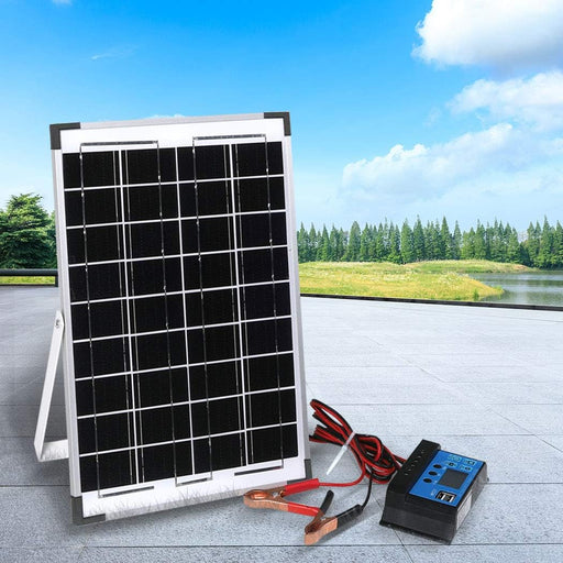 12V 10W Solar Panel Kit Mono Caravan Folding Camping Charging Controller Kits - Battery Mate