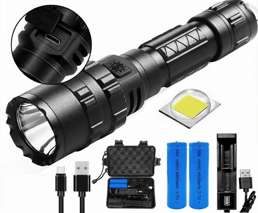 180000LM L2 LED Tactical Flashlight USB Rechargeable Camping Hunting Torch - Battery Mate