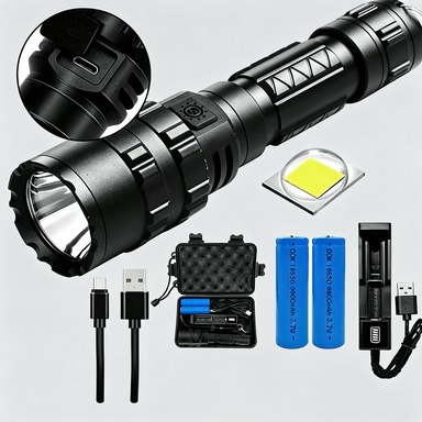 180000LM L2 LED Tactical Flashlight USB Rechargeable Camping Hunting Torch - Battery Mate