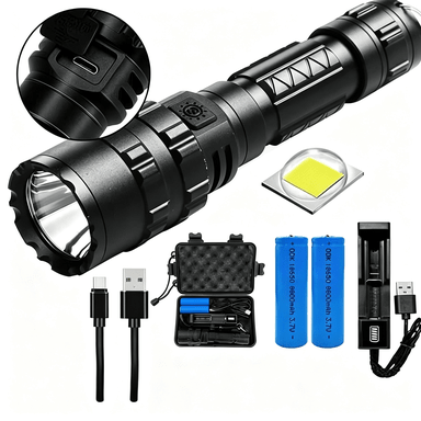 180000LM L2 LED Tactical Flashlight USB Rechargeable Camping Hunting Torch - Battery Mate