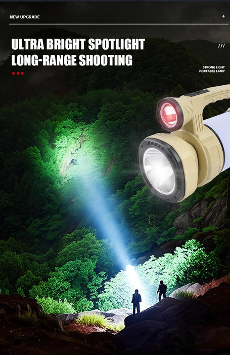 TAVICE Solar Rechargeable Camping Lantern, Portable Outdoor with 9 Modes, Waterproof for Camping, Hiking, 100° Rotating, USB Charging, Spotlight, Floodlight & Ambient Light.