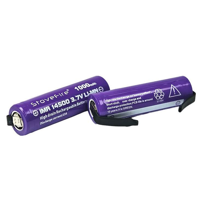 [2 Pack] 14500 1000mAh AA - Size 3.7V Li - ion Rechargeable Batteries with Solder Tabs | High - Performance Cells for Hair Clippers & Beard Shavers (Copy) (Copy) - Battery Mate