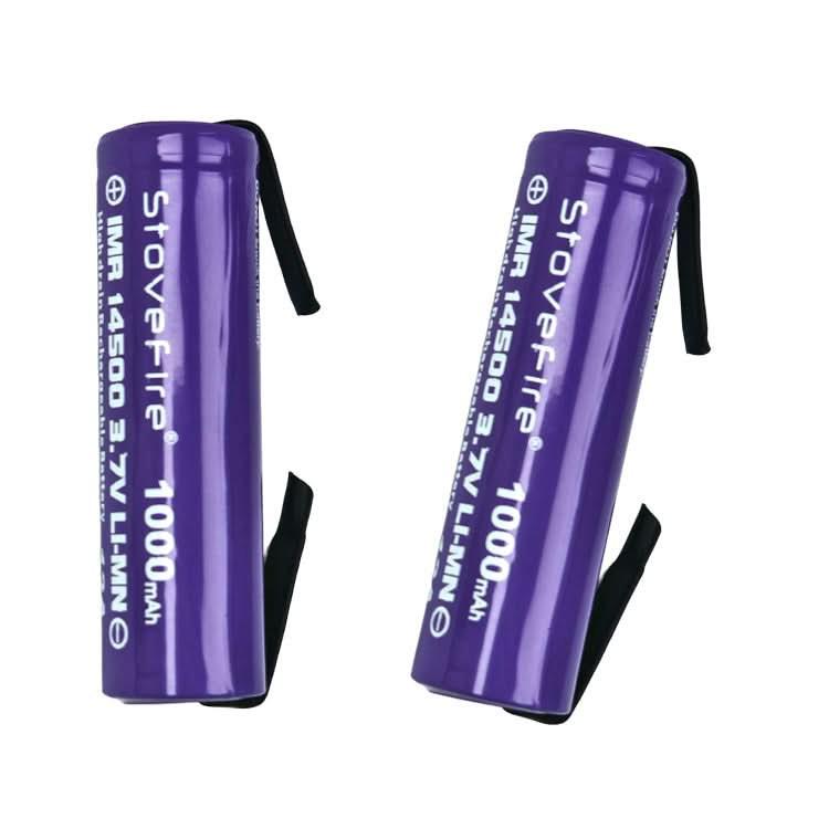 [2 Pack] 14500 1000mAh AA-Size 3.7V Li-ion Rechargeable Batteries with ...