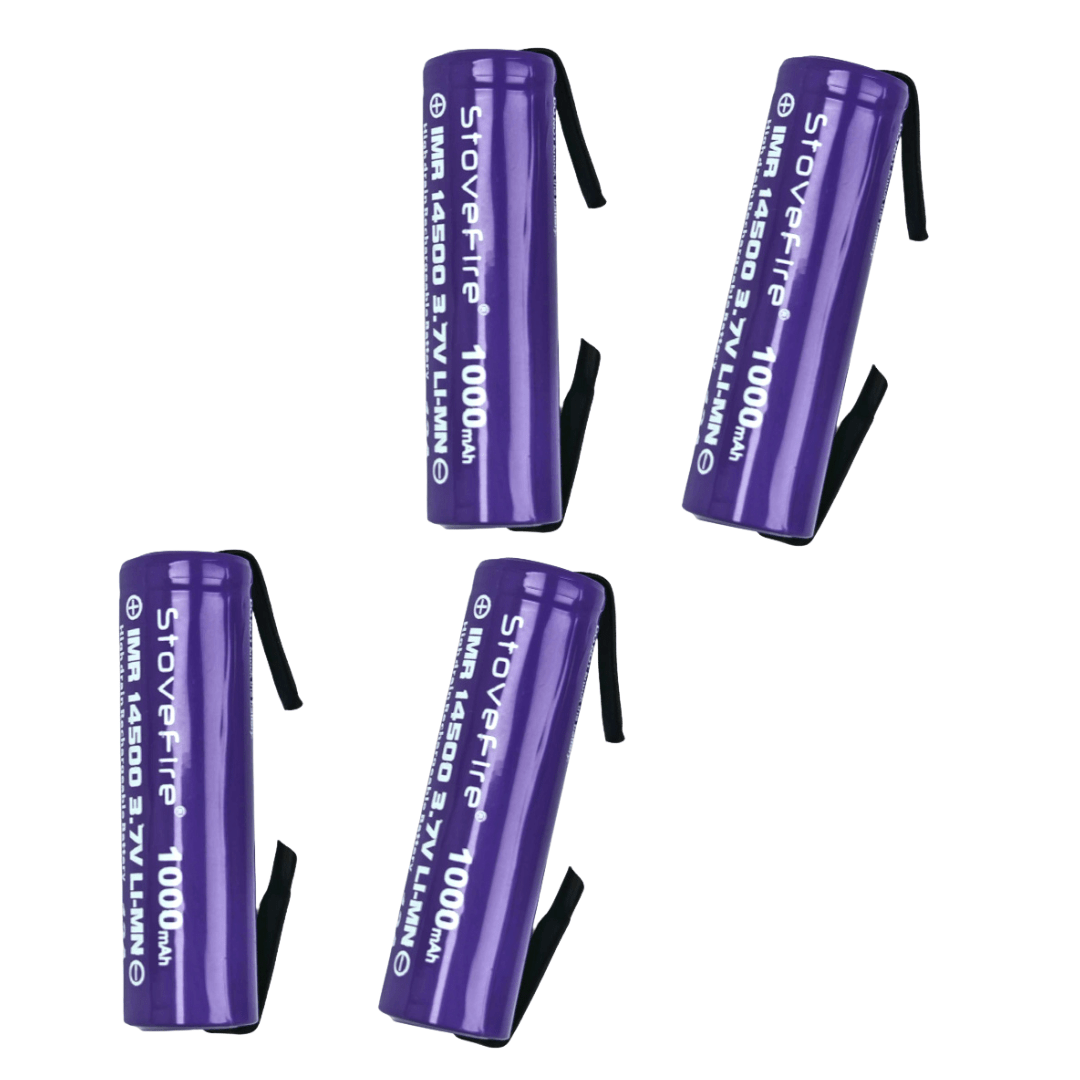 [4 Pack] 14500 1000mAh AA-Size 3.7V Li-ion Rechargeable Batteries with ...