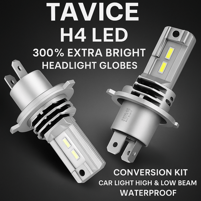 [2 Pack] 1600LM LED H4 Headlight Globes Bulbs Conversion Kit Car Light High + Low Beam Waterproof - Battery Mate