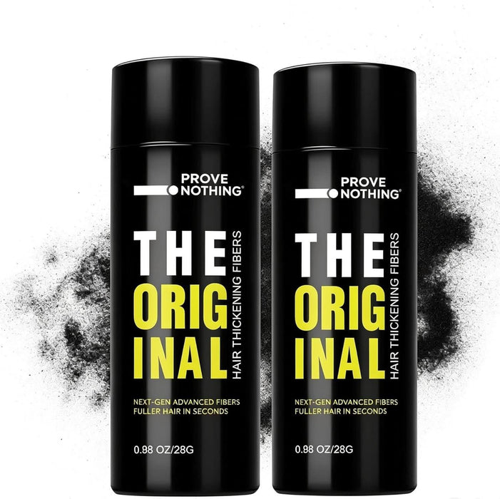 [2 PACK] PROVE NOTHING Hair Building Fibers 56g Hair Thickening Fibers for Thinning Hair Instantly Fills Bald Spots & Hair Loss Areas Natural Black, Long - Lasting Volume for Men & Women (Black) - Battery Mate