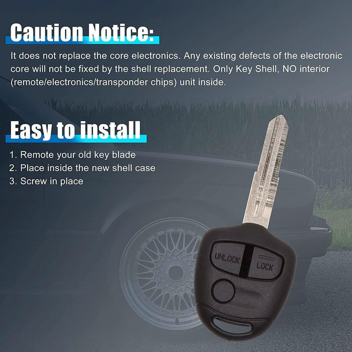 [2 Pack] TAVICE Replacement Remote Key Blank Shell/Case MIT8, Compatible with Mitsubishi Lancer CJ 2007?2014 - Battery Mate