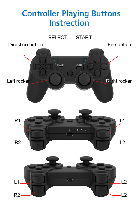 [2 Pack] Tavice Wireless Controllers Compatible with PS3 PlayStation 3 | Black - Battery Mate