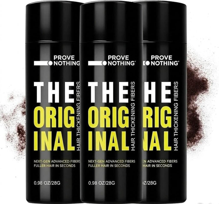 [3 PACK] PROVE Nothing 86g VALUE PACK PN Hair Fibers for Thinning Hair & Bald spots (DARK BROWN) - 3x 28g Bottles - Conceals Hair Loss in Seconds - Hair Powder for Women & Men | Designed in Australia (Drak Brown) - Battery Mate