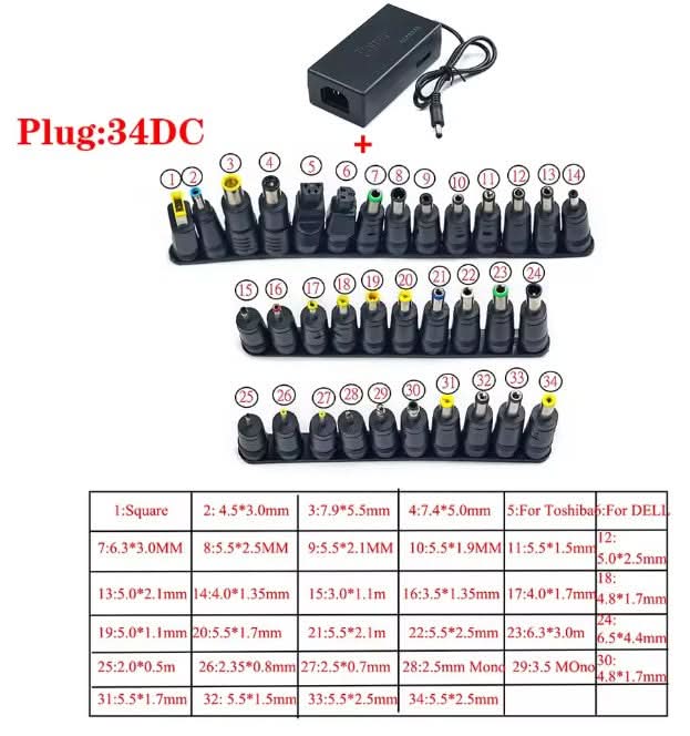 [34 Tips] 96W Multi Universal Power Supply Charger for PC Laptop & Notebook - Battery Mate
