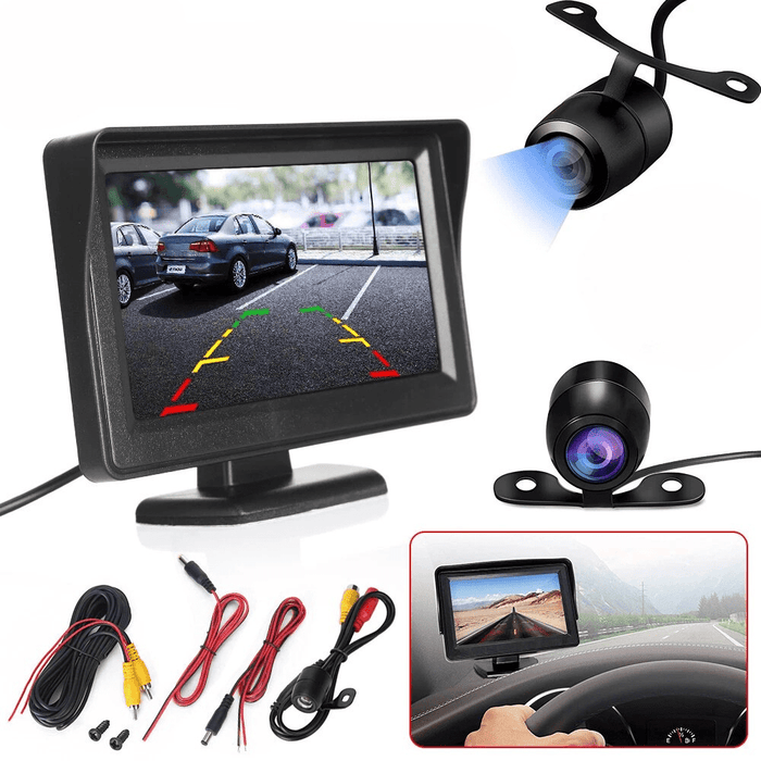 4.3" HD TFT LCD Car Reverse Camera Kit – Rear View Backup with IR Night Vision, Waterproof & Monitor - Battery Mate