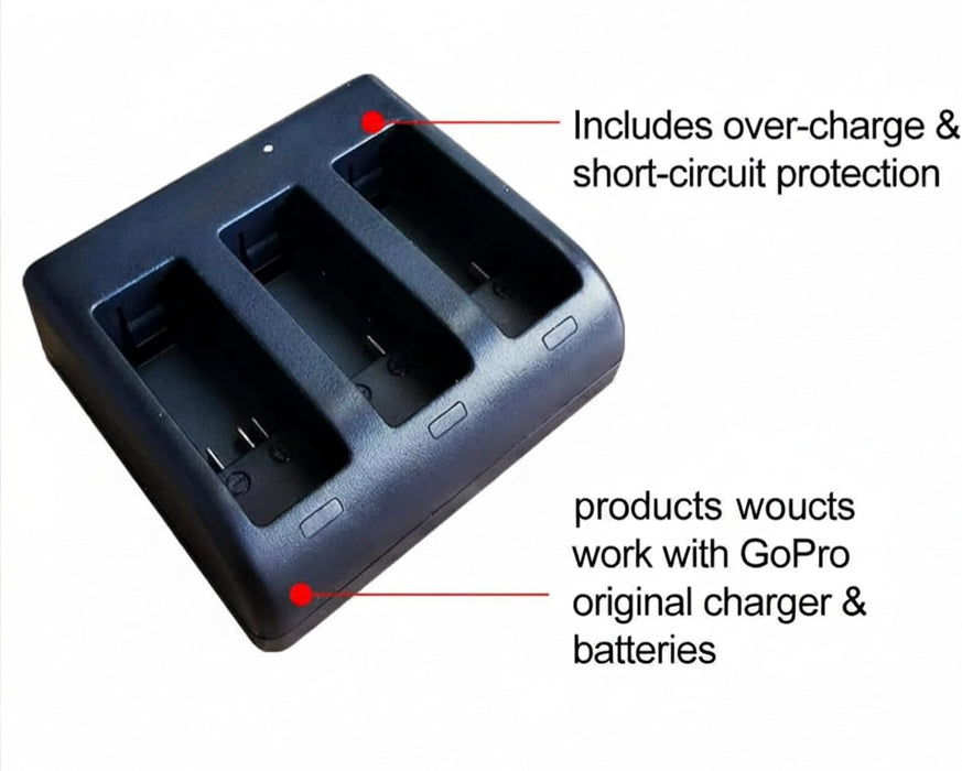 TAVICE Ultra Fast Charging USB Triple Charger for GoPro Hero 8 7 6 5 Action Camera | Multi Battery Fast Smart Charging Dock