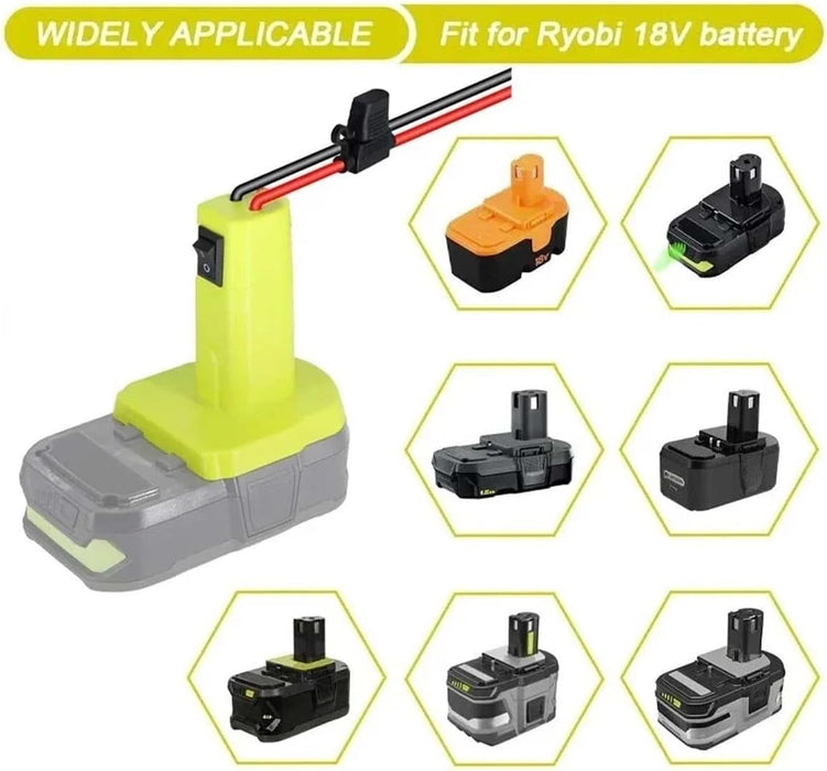 TAVICE Battery Adapter Compatible with Ryobi 18V Battery for Power Wheels Connector with 30A Fuse 12AWG Wire