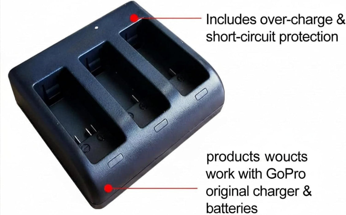 TAVICE [Combo Pack] Ultra Fast Triple Charger + 3 Pack Batteries for GoPro Hero 8 7 6 5 Action Camera | High Capacity Batteries