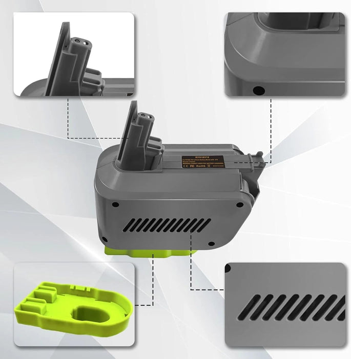 TAVICE Battery Adapter Compatible with Ryobi 18V Battery to Dyson V10 Vacuum Battery Converter