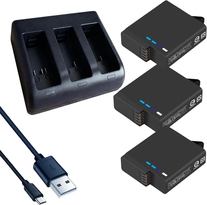 TAVICE [Combo Pack] Ultra Fast Triple Charger + 3 Pack Batteries for GoPro Hero 8 7 6 5 Action Camera | High Capacity Batteries