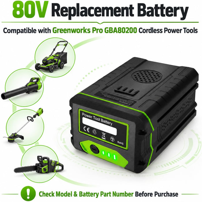 TAVICE 80V Replacement Battery Compatible with Greenworks Pro GBA80200 Cordless Power Tools