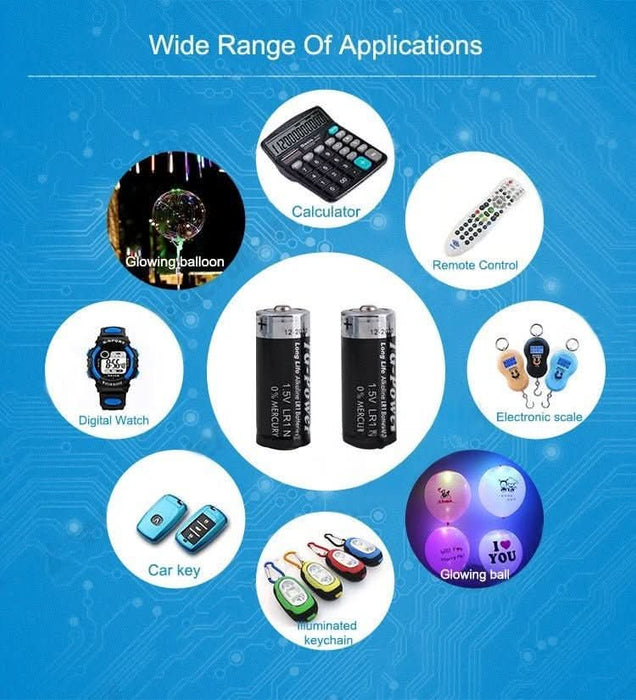 (8 Pack) LR1 N Size 1.5V Alkaline Batteries – Long - Lasting Replacement Power Cells for Everyday Devices - Battery Mate