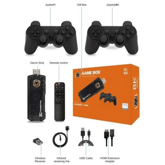 8K Video Quad - core Android TV Box 10000+ Game Console Retro Stick Dual System - Battery Mate