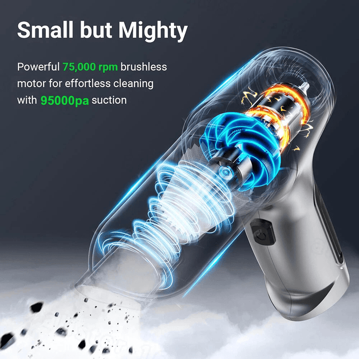 95000PA Wireless Car Vacuum Cleaner – High - Power Mini Handheld Vacuum & Air Duster with USB Recharge - Battery Mate