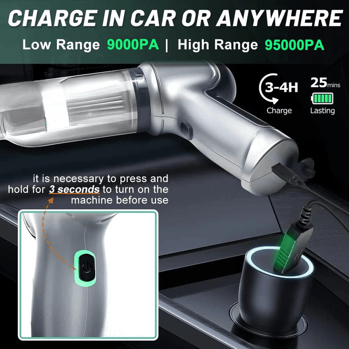 95000PA Wireless Car Vacuum Cleaner – High - Power Mini Handheld Vacuum & Air Duster with USB Recharge - Battery Mate