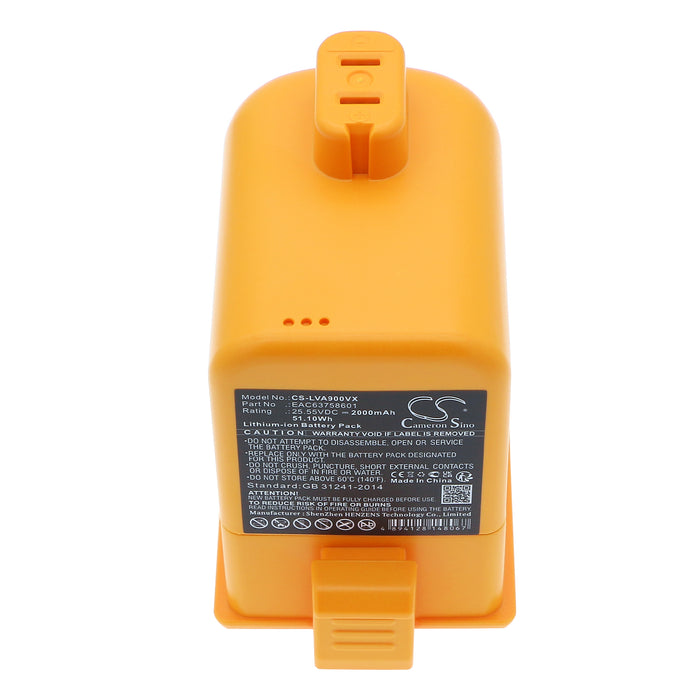 Replacement Battery for LG Cord Zero A9 A9M A9K Cordless Vacuum - 25.55V 2000mAh Li-ion