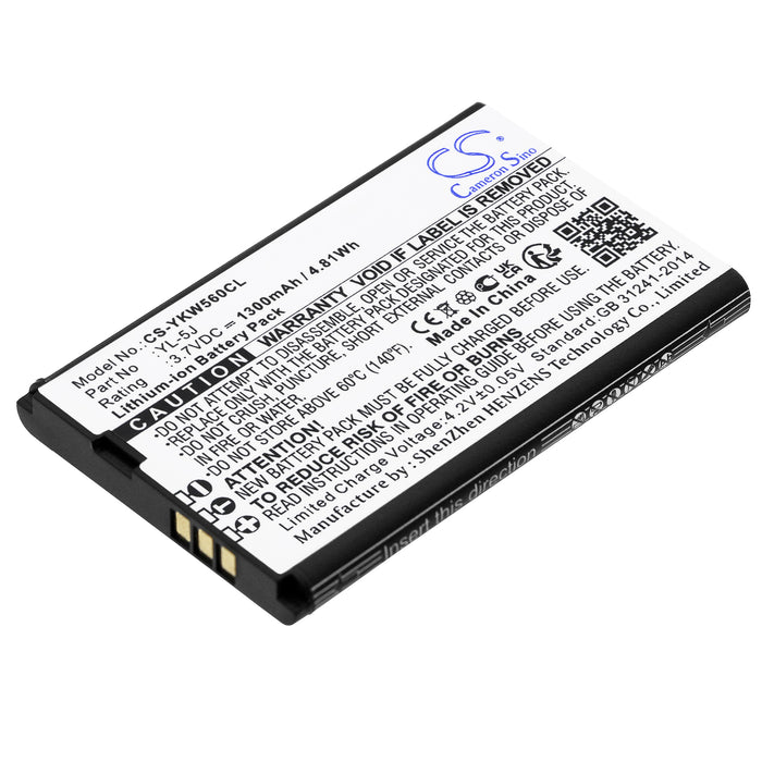 Replacement Battery for Yealink Cordless Phone - 3.7V 1300mAh Li-ion