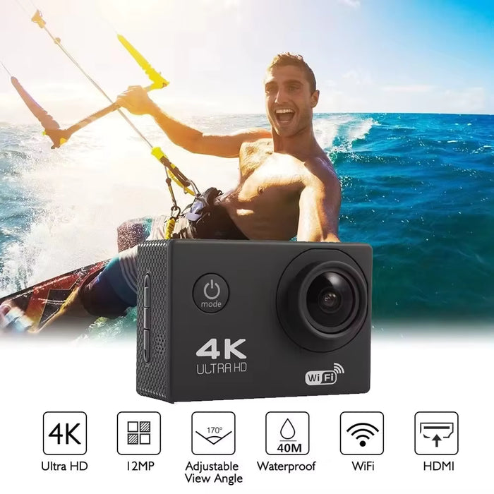 Tavice 4K Action Cam with WiFi Waterproof Sports Camera | 4K Video | Remote Loop Recording | Motion Detection | 170° Wide Angle.
