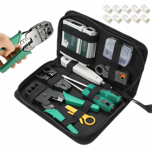 Analyzer Network Cable Tool Kit LAN Crimper Down Wire Stripper Cat5 6 RJ45 BAG - Battery Mate