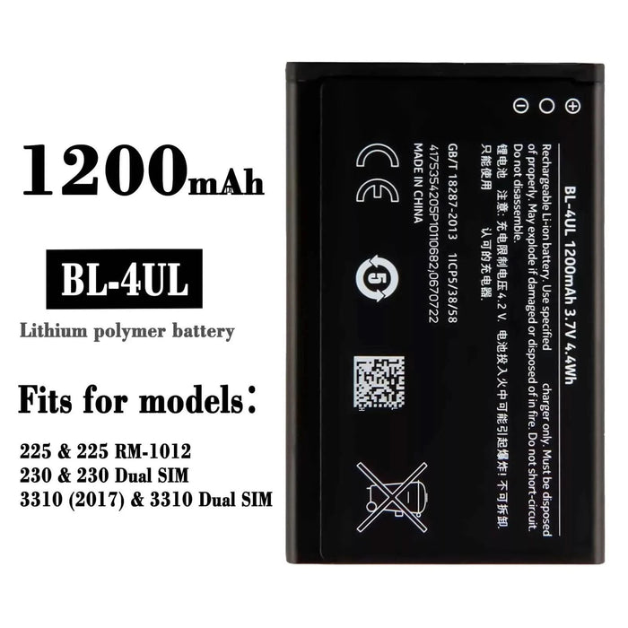 BL - 4UL Replacement Battery 1200mAh 225 225 RM - 1012 230 3310 compatible with Nokia - Battery Mate