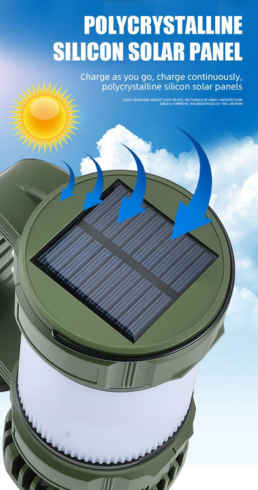 Camping Lantern with Fan & Floodlight | Solar Rechargeable Portable LED Light - Battery Mate