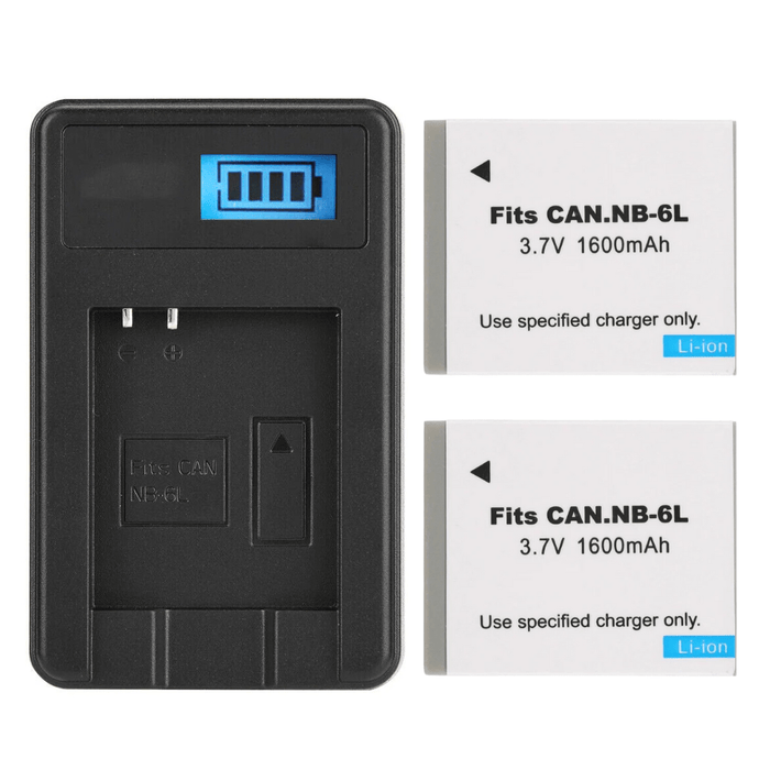 [Combo Pack] 2x NB - 6L 1600mAh Rechargeable Batteries with Dual USB Charger | Replacement for Canon PowerShot SX530, SX540, SX610, SX710, S90, S95, D10, D20 (2 Batteries + Charger) - Battery Mate