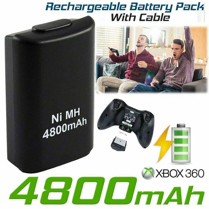 Compatible Battery + USB Charger Cable Pack for XBOX 360 Wireless Controller - Battery Mate