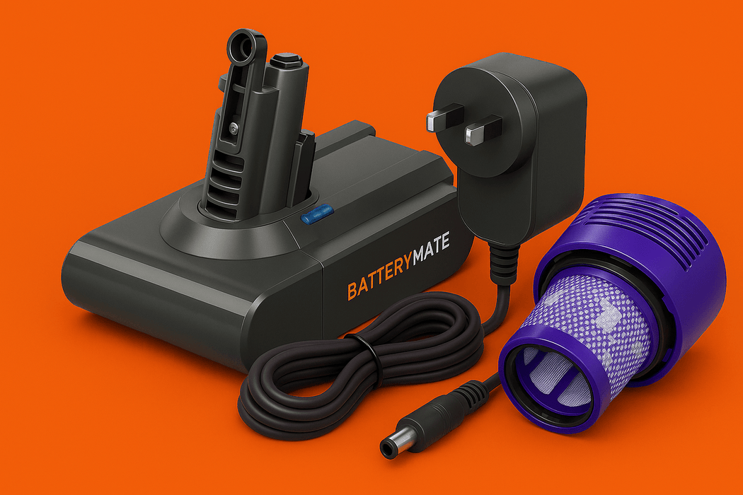 Dyson V10 Replacement Battery & Fast Charger + HEPA Post Filter Bundle (Compatible) - Battery Mate