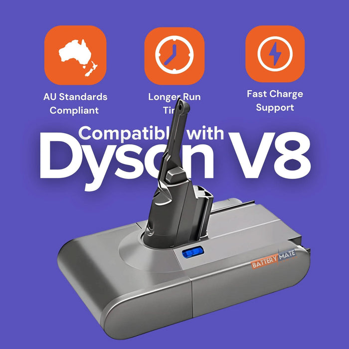 Dyson V8 Compatible Battery & Charger – Long‑Life Tavice Replacement for SV10 / SV25 - Battery Mate