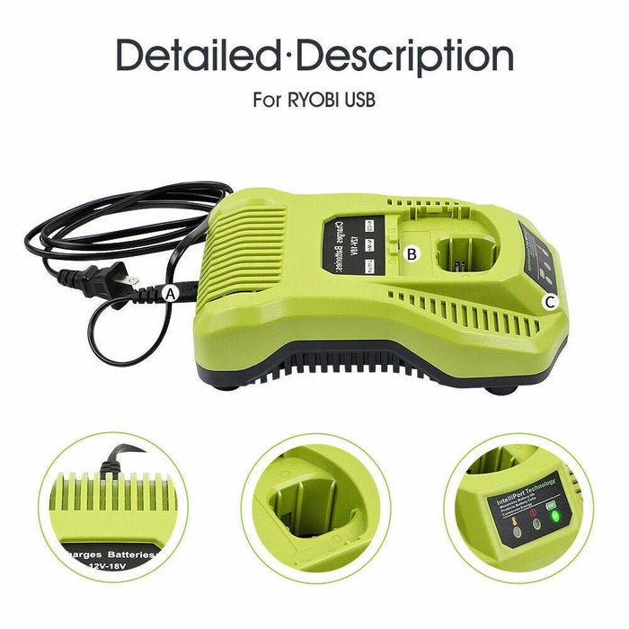 Fast Rapid Charger For Ryobi One+ 18V P108 P104 Li - ion Batteries - Battery Mate