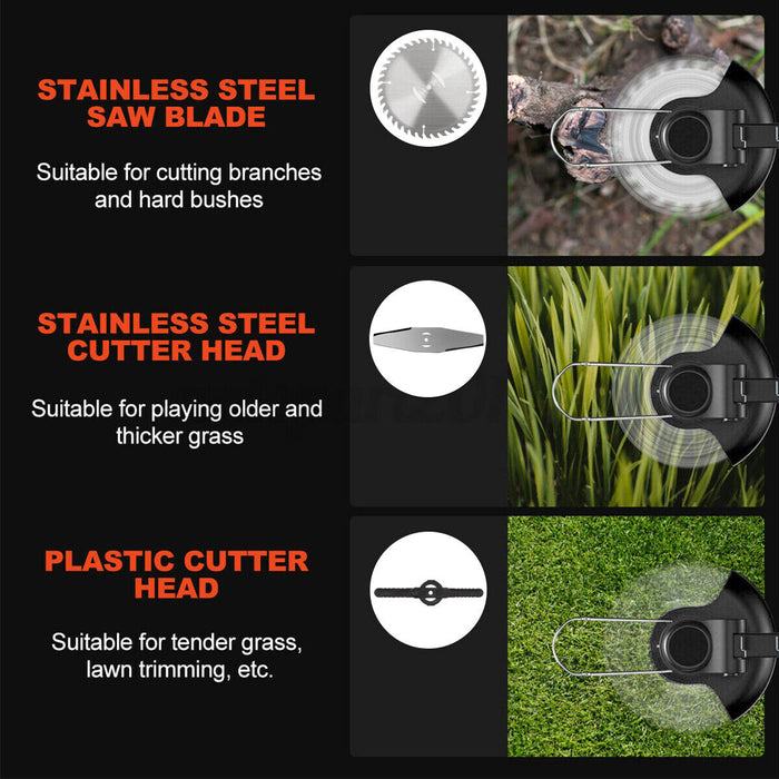24v 1800w Cordless Grass Trimmer Lawn Grass Brush Cutter Blade Whipper Snipper + 2 Batteries - Battery Mate