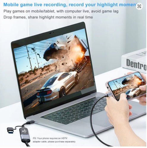 HDMI Video Capture Card USB 3.0 / 1080p HD Recorder For Video Live Streaming Game | USB - A & USB - C Pins - Battery Mate