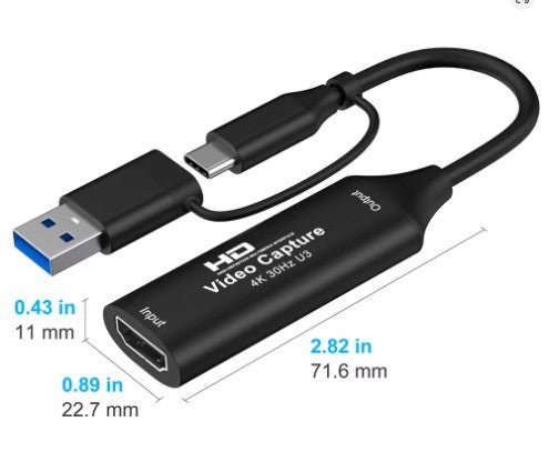 HDMI Video Capture Card USB 3.0 / 1080p HD Recorder For Video Live Streaming Game | USB - A & USB - C Pins - Battery Mate