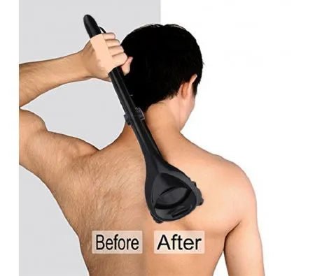 Men Back Shaver Removal Razors Hair Shaver Two Head Blade Foldable Trimmer Body Leg Long Handle - Battery Mate