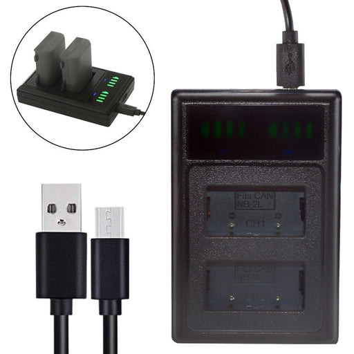 NB-2L NB-2LH DUAL USB Battery Charger for Canon EOS 350D 400D G7 G9 ZR100 ZR200 - Battery Mate