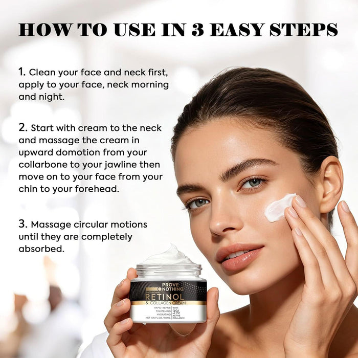 PROVE NOTHING Anti - Aging Retinol Cream for Face with Collagen & 5% Hyaluronic Acid Day & Night Moisturiser for All Skin Types (50ml) | DESIGNED IN AUSTRALIA - Battery Mate