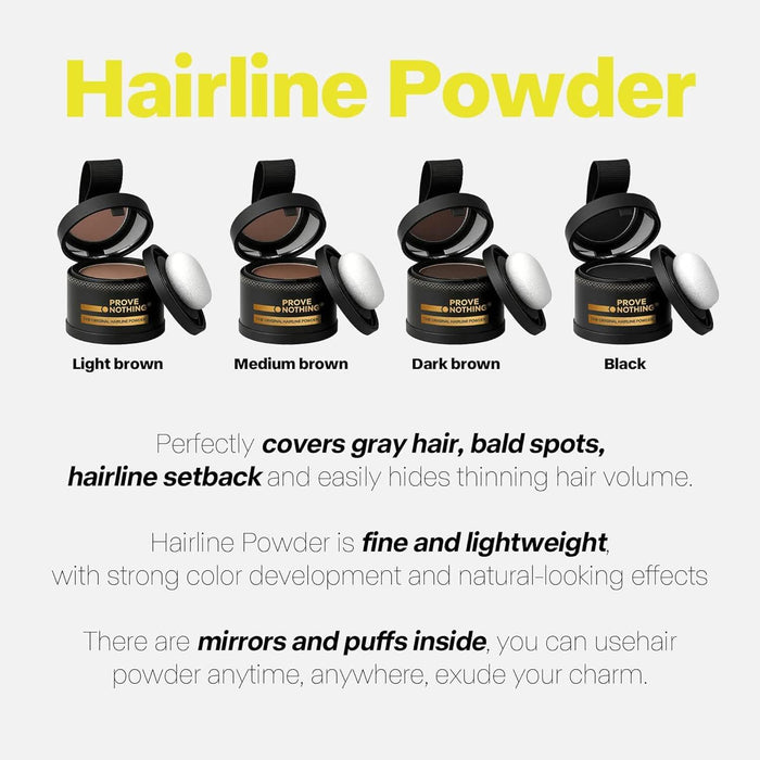 Prove Nothing Hairline Powder Root Touch - Up Designed in Australia, Gray Coverage, Bald Spot Concealer, Thinning Hair Fill - In Powder, Sweat & Water Resistant, 24 - Hour Wear for Women & Men (Dark Brown) - Battery Mate