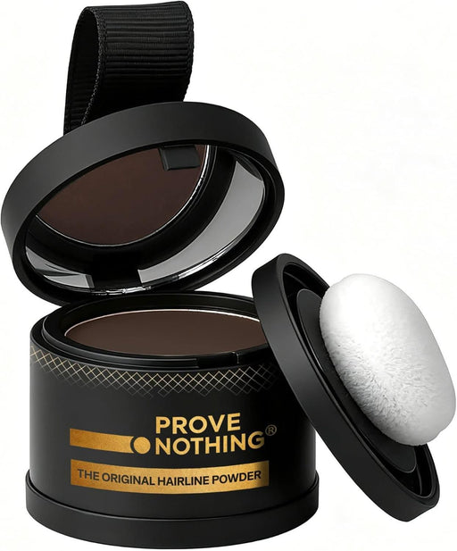 Prove Nothing Hairline Powder Root Touch - Up Designed in Australia, Gray Coverage, Bald Spot Concealer, Thinning Hair Fill - In Powder, Sweat & Water Resistant, 24 - Hour Wear for Women & Men (Dark Brown) - Battery Mate