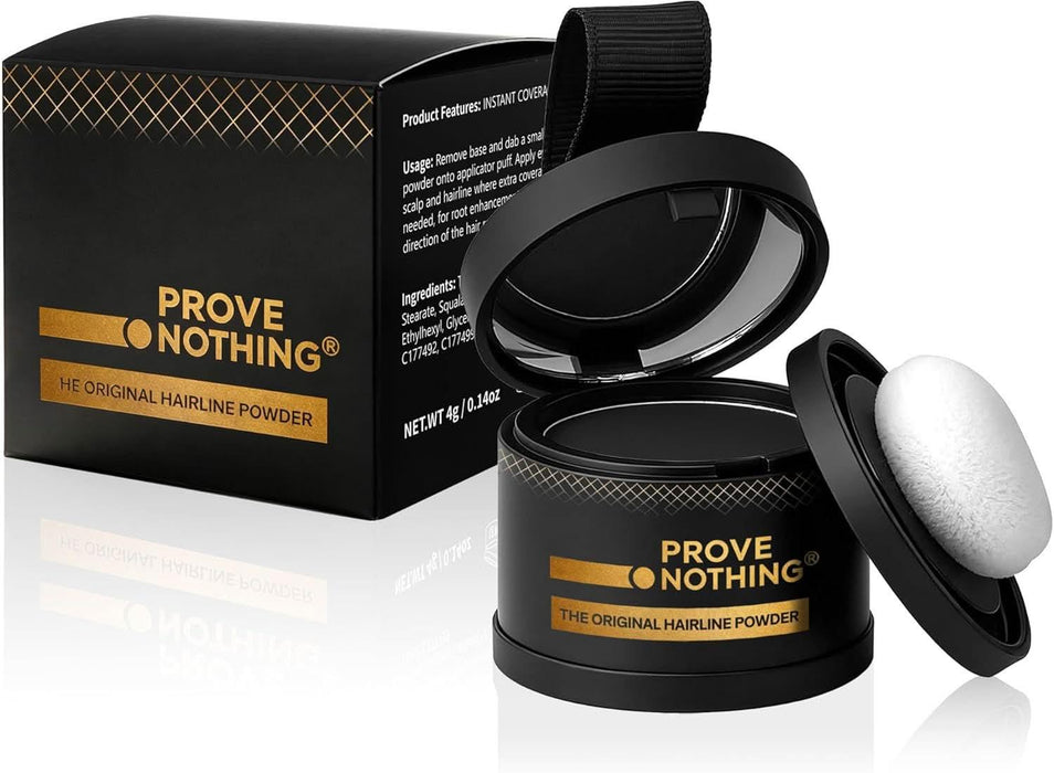 PROVE NOTHING Hairline Powder Root Touch - Up Designed in Australia, Gray Coverage, Bald Spot Concealer, Thinning Hair Fill - In Powder, Sweat & Water Resistant, 24 - Hour Wear for Women & Men (Black) - Battery Mate
