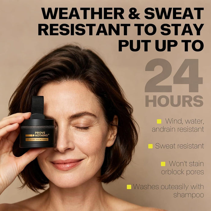Prove Nothing Hairline Powder Root Touch - Up Designed in Australia, Gray Coverage, Bald Spot Concealer, Thinning Hair Fill - In Powder, Sweat & Water Resistant, 24 - Hour Wear for Women & Men (Dark Brown) - Battery Mate