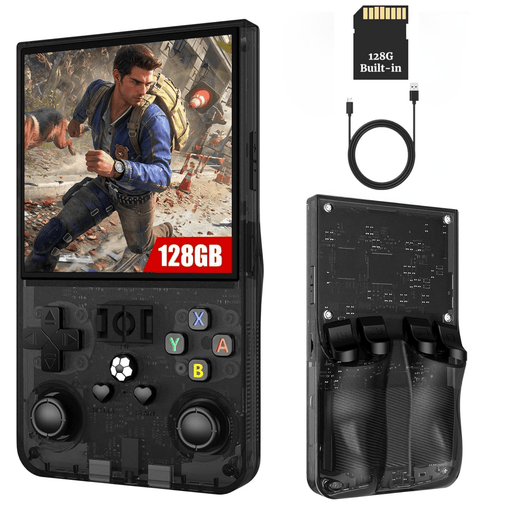 R36S Retro Handheld Console with 3.5" IPS Screen and 128GB of Games - Battery Mate